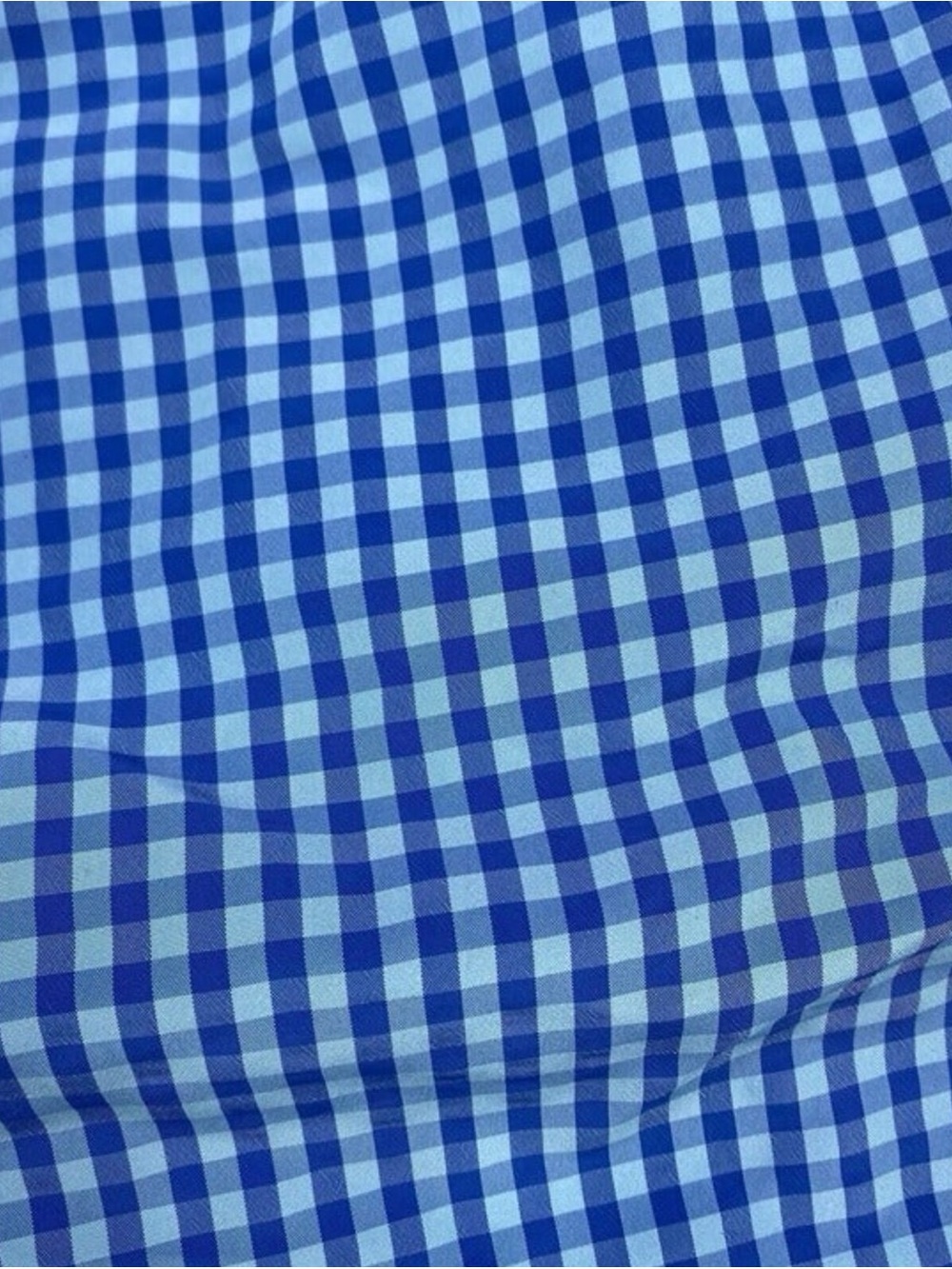 Men's Blue Gingham Swim Trunks with Elastic Waist and Drawstring - Picture 4 of 4